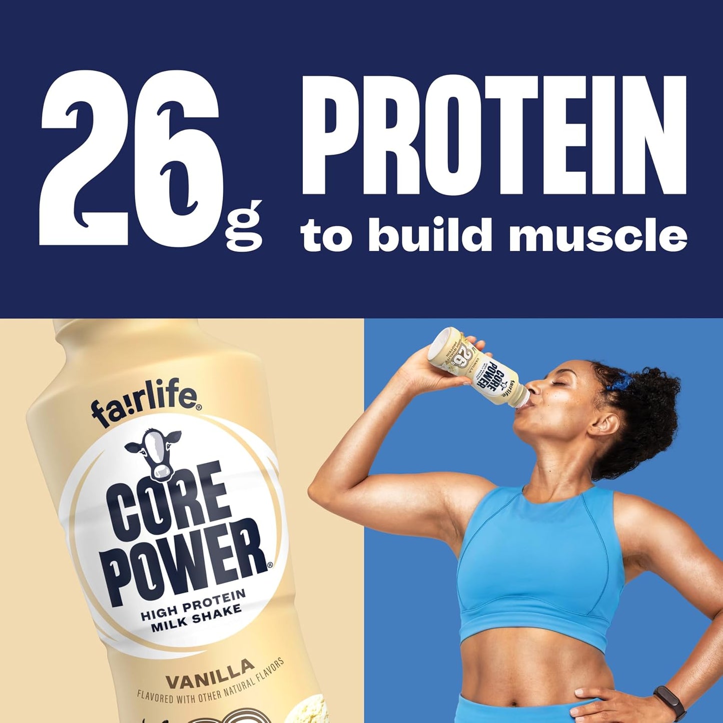 Core Power Protein Shake, Vanilla, 26g Bottle, 14oz, 12 Pack