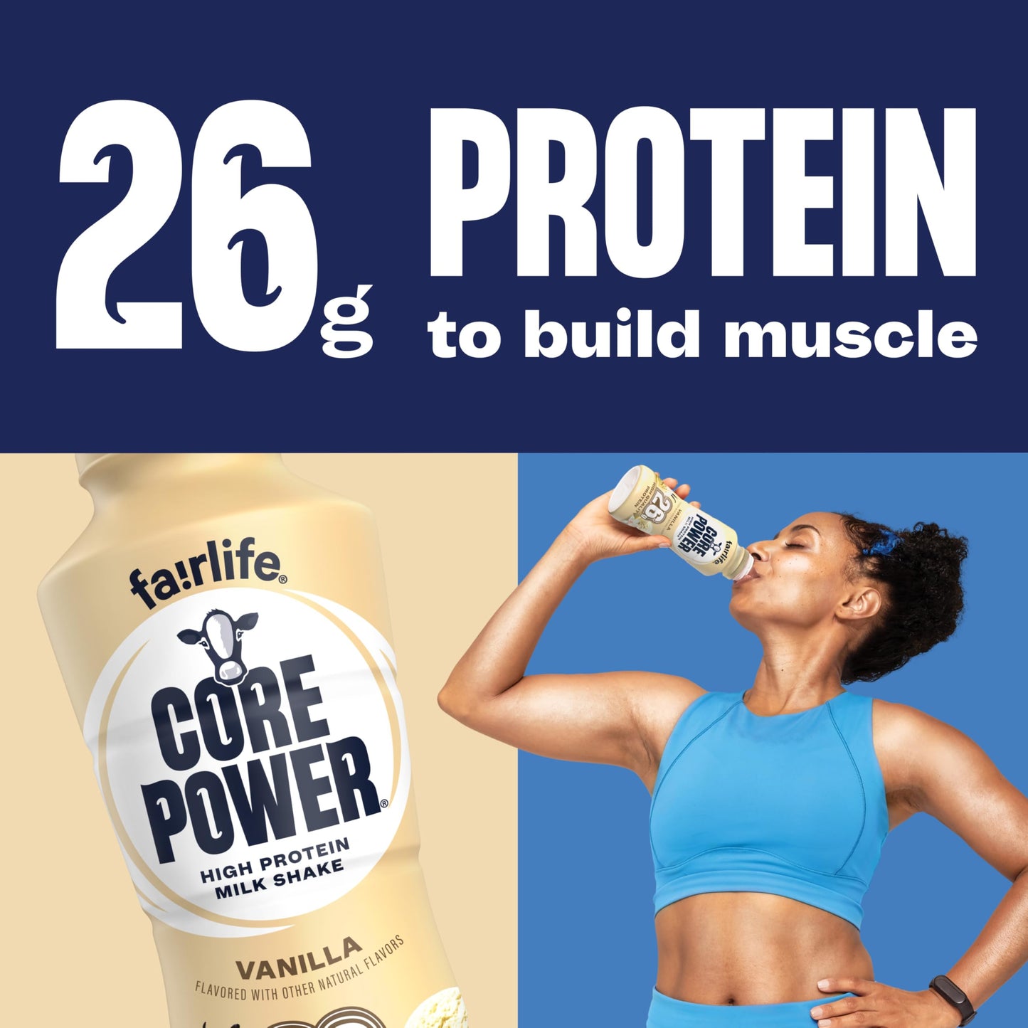 Core Power Protein Shake, Vanilla, 26g Bottle, 14oz, 12 Pack