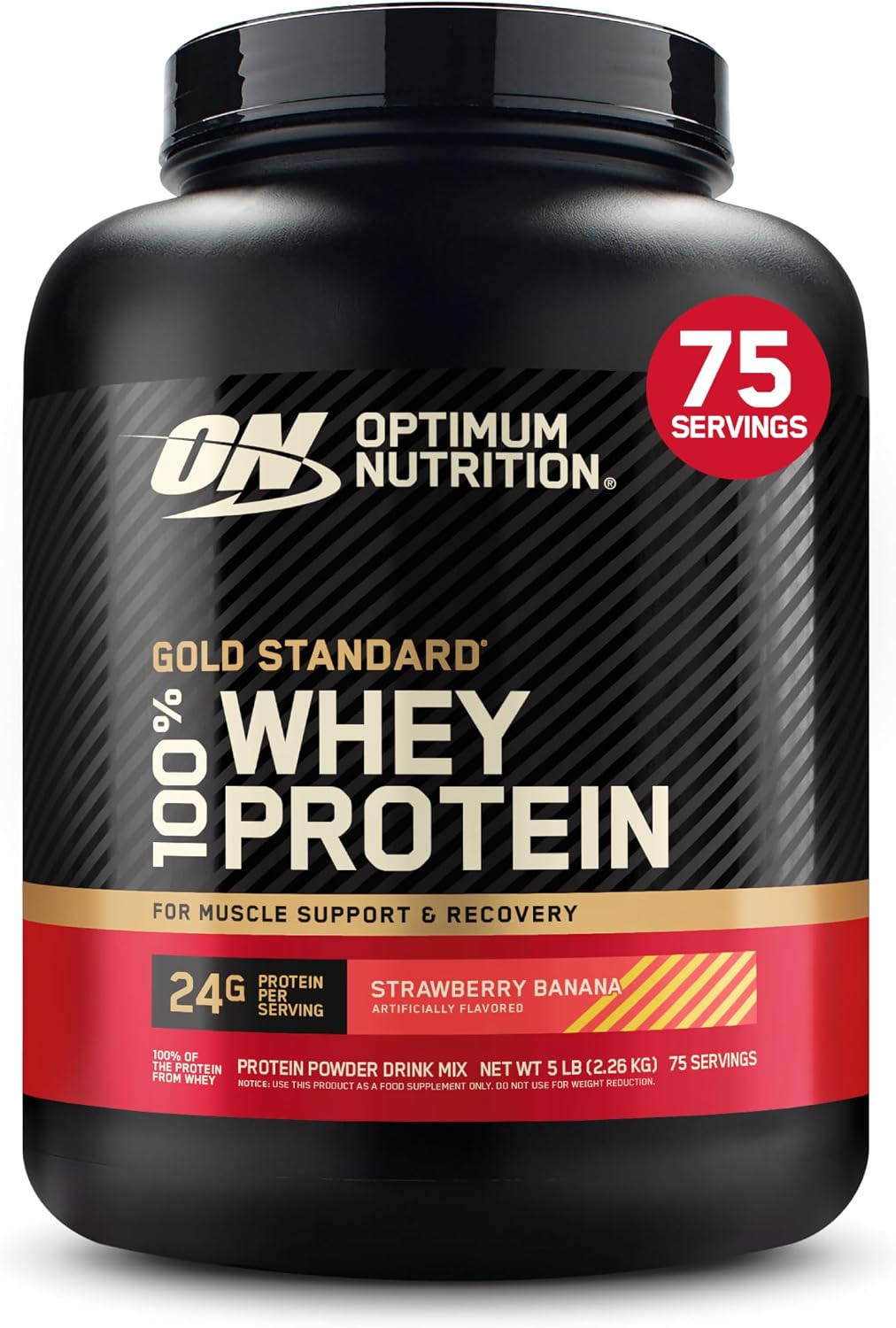 Optimum Nutrition Gold Standard 100% Whey Protein Powder, Strawberries & Cream, 5 Pound (Packaging May Vary)
