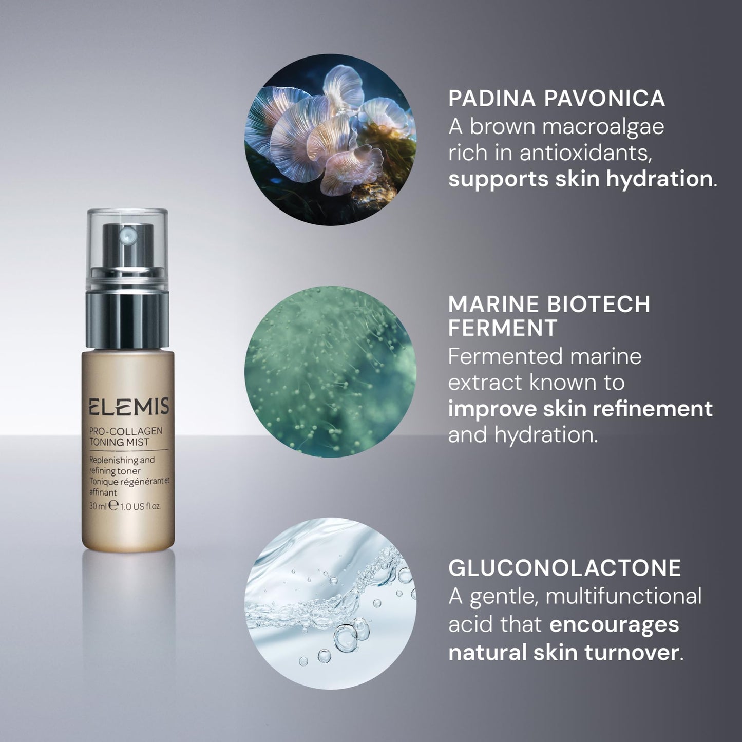 ELEMIS Pro-Collagen Toning Mist, Hydrating PHA Facial Mist to Refine Pores & Smooth Skin