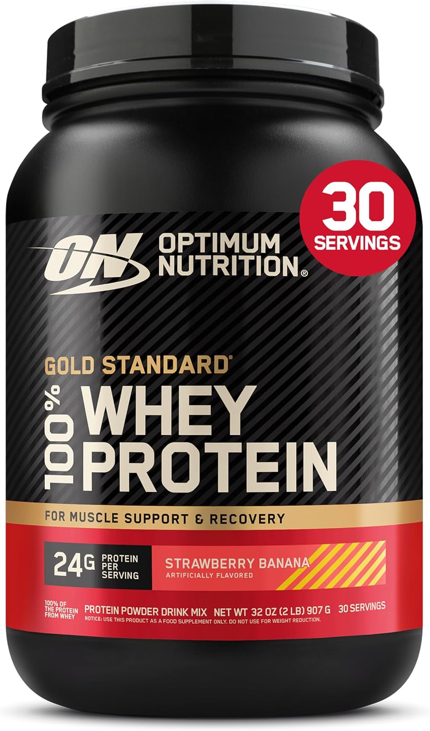 Optimum Nutrition Gold Standard 100% Whey Protein Powder, Strawberries & Cream, 5 Pound (Packaging May Vary)