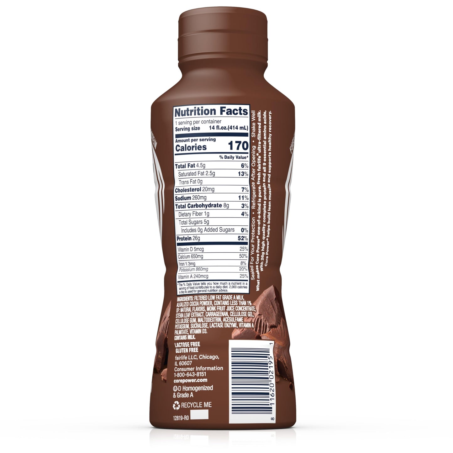 Core Power Protein Shake, Vanilla, 26g Bottle, 14oz, 12 Pack