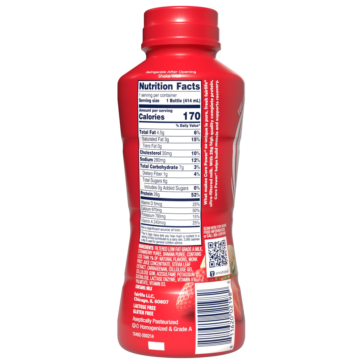 Core Power Protein Shake, Vanilla, 26g Bottle, 14oz, 12 Pack