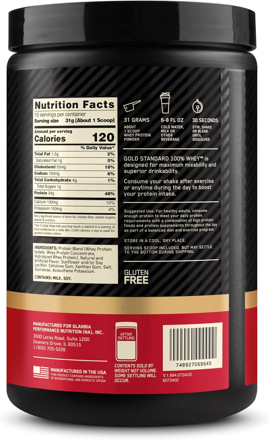 Optimum Nutrition Gold Standard 100% Whey Protein Powder, Strawberries & Cream, 5 Pound (Packaging May Vary)