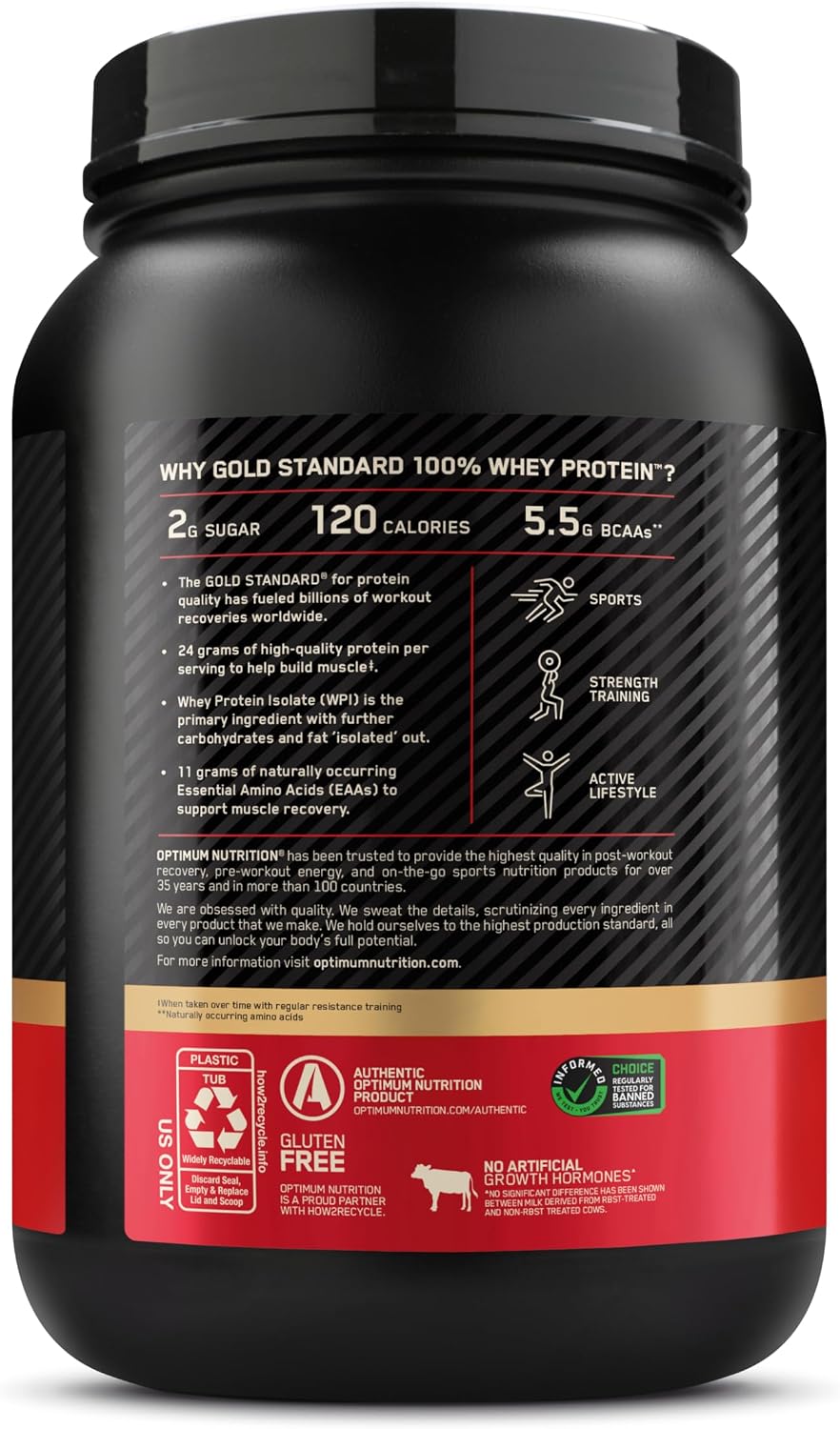 Optimum Nutrition Gold Standard 100% Whey Protein Powder, Strawberries & Cream, 5 Pound (Packaging May Vary)