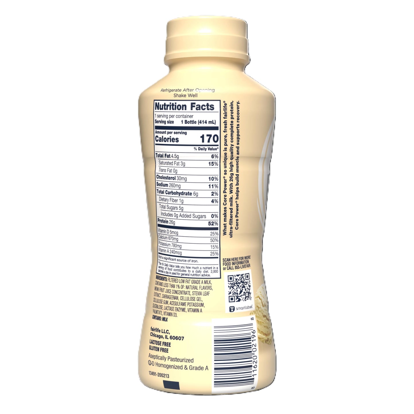 Core Power Protein Shake, Vanilla, 26g Bottle, 14oz, 12 Pack