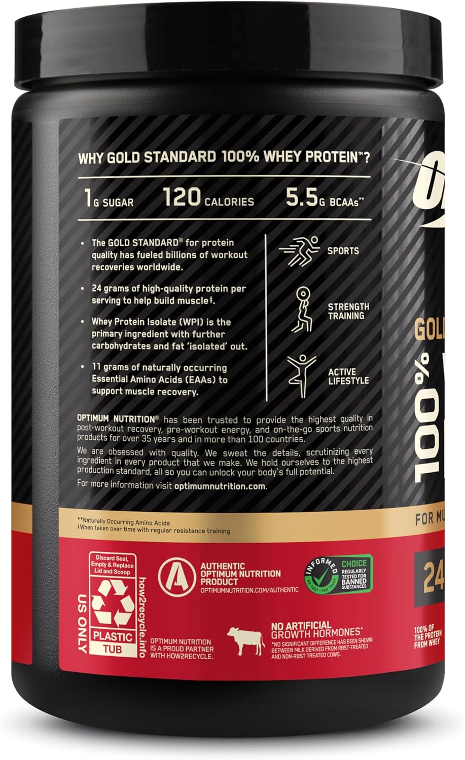 Optimum Nutrition Gold Standard 100% Whey Protein Powder, Strawberries & Cream, 5 Pound (Packaging May Vary)