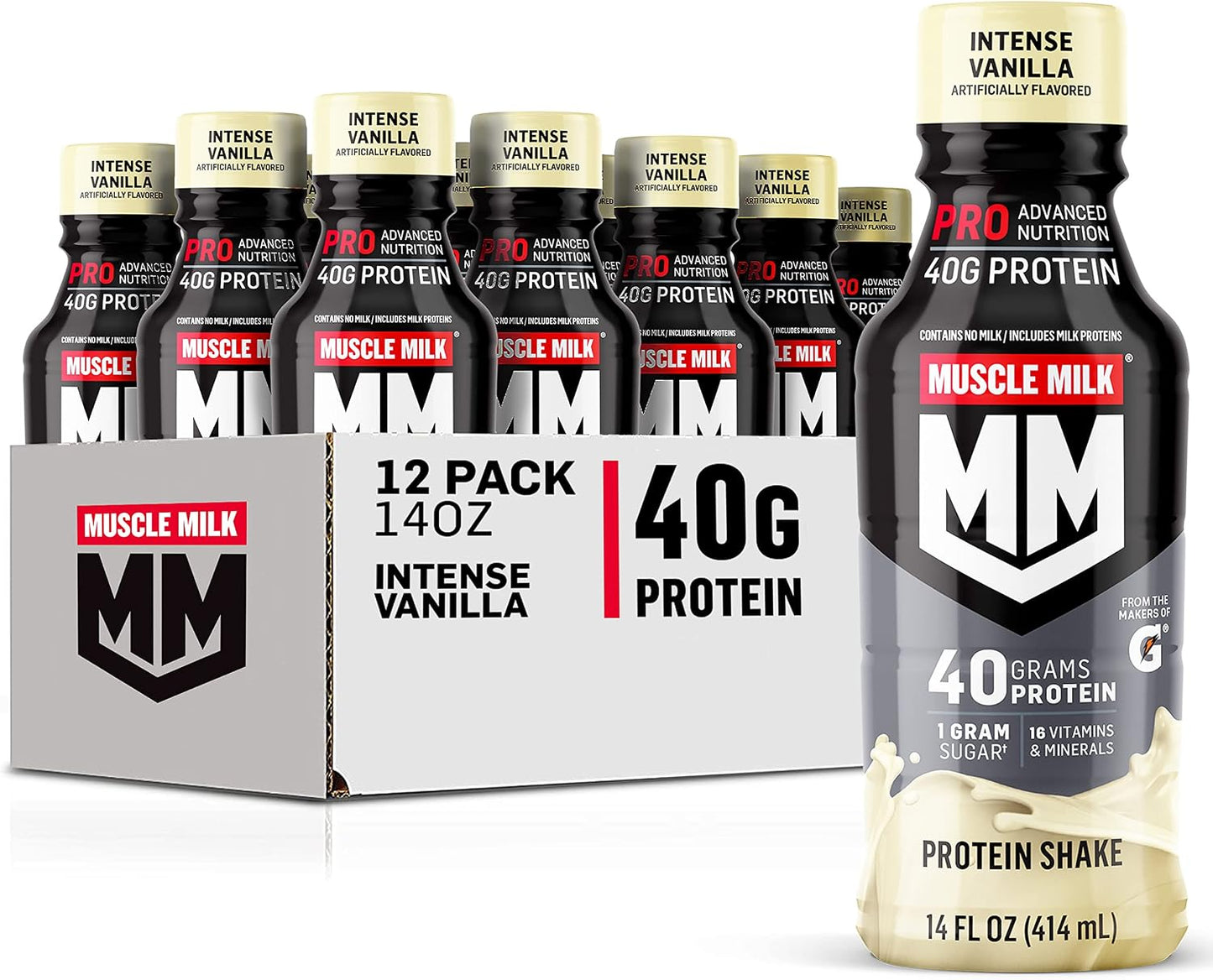 Muscle Milk Pro Series Protein Shake, Slammin' Strawberry, 40g Protein, 14 Fl Oz, 12 Pack