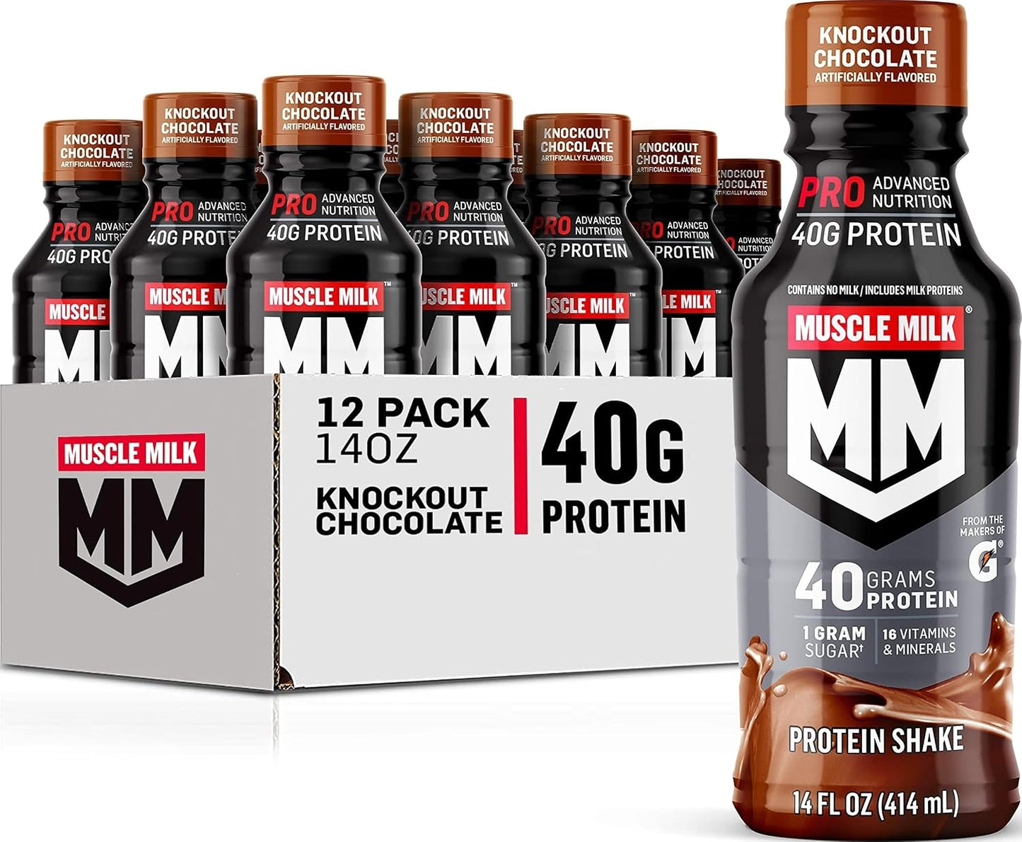 Muscle Milk Pro Series Protein Shake, Slammin' Strawberry, 40g Protein, 14 Fl Oz, 12 Pack