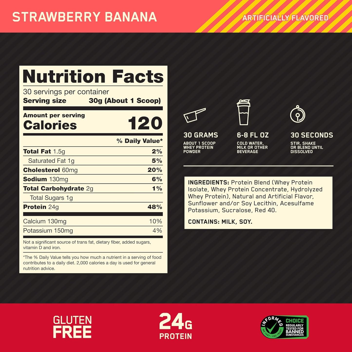 Optimum Nutrition Gold Standard 100% Whey Protein Powder, Strawberries & Cream, 5 Pound (Packaging May Vary)