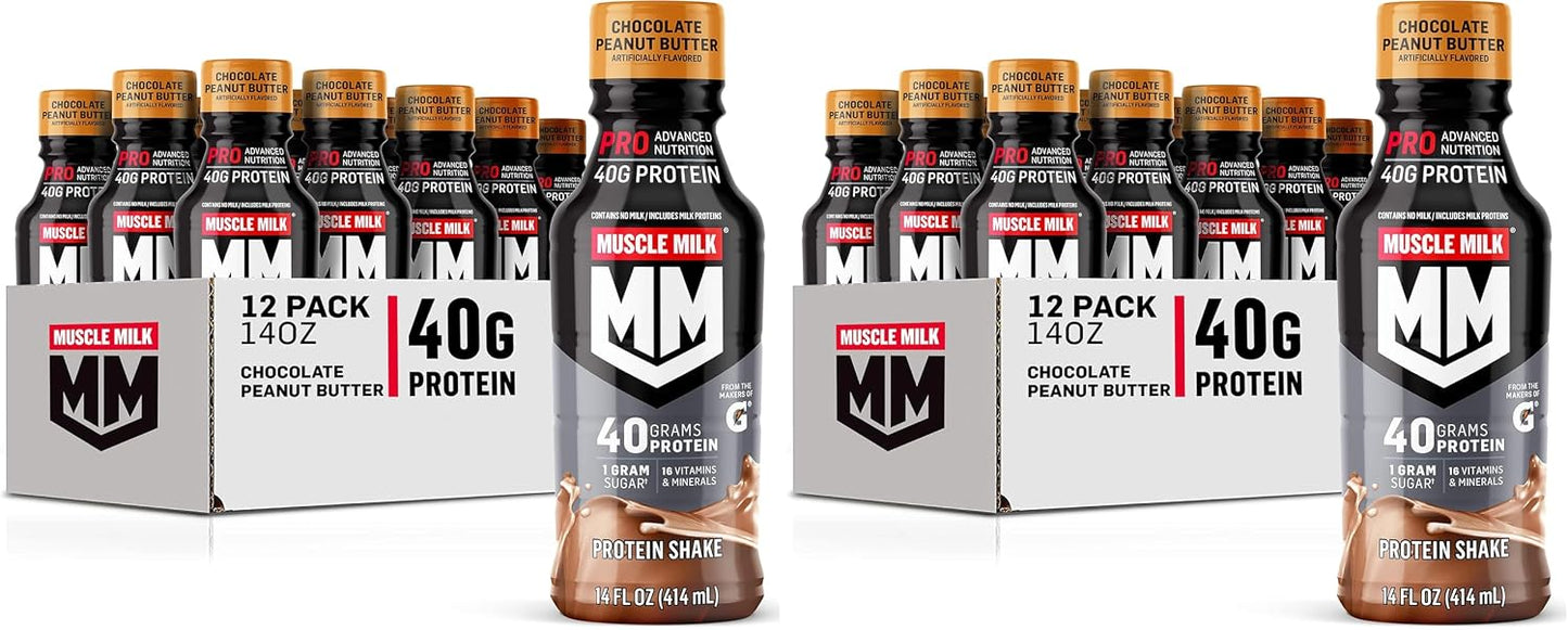 Muscle Milk Pro Series Protein Shake, Slammin' Strawberry, 40g Protein, 14 Fl Oz, 12 Pack