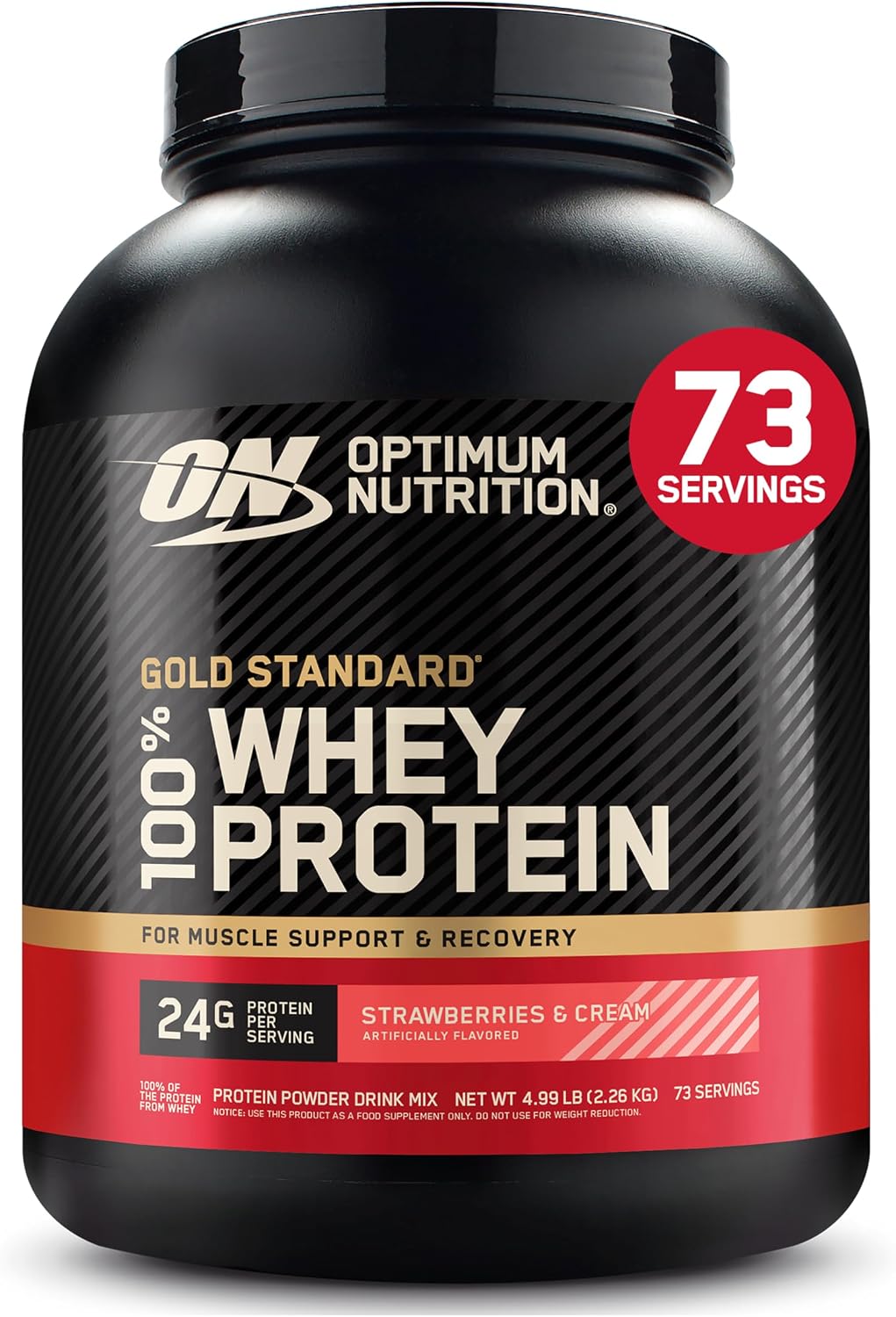 Optimum Nutrition Gold Standard 100% Whey Protein Powder, Strawberries & Cream, 5 Pound (Packaging May Vary)